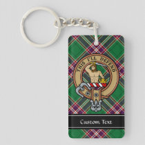 Clan MacFarlane Crest over Modern Hunting Tartan Keychain