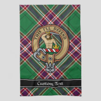 Clan MacFarlane Crest over Modern Hunting Tartan Kitchen Towel