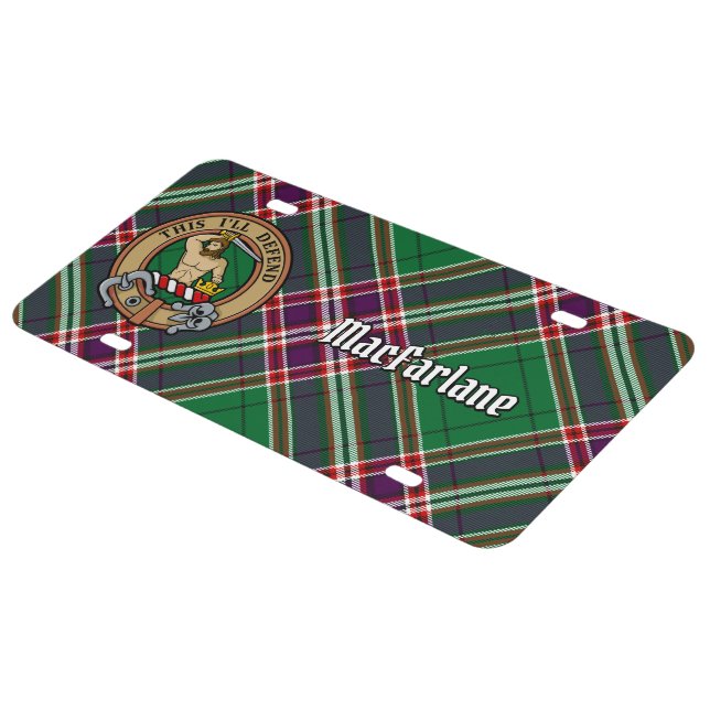 Clan MacFarlane Crest over Modern Hunting Tartan License Plate (Side)