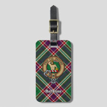 Clan MacFarlane Crest over Modern Hunting Tartan Luggage Tag