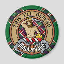 Clan MacFarlane Crest over Modern Hunting Tartan Magnet