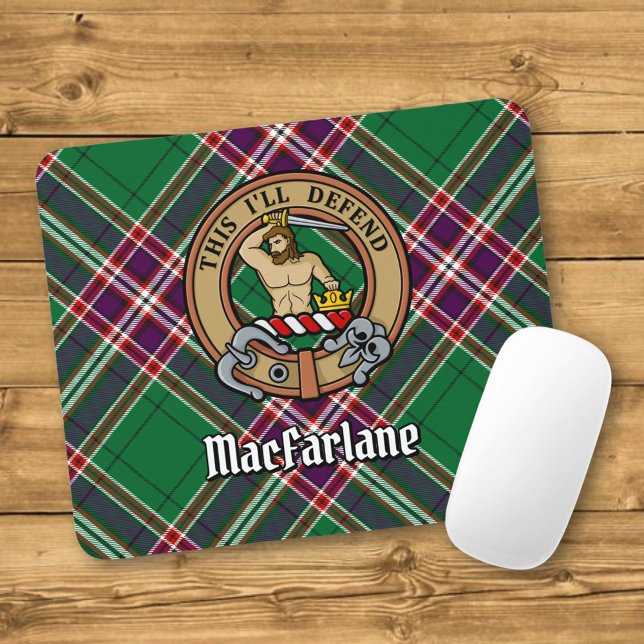 Clan MacFarlane Crest over Modern Hunting Tartan Mouse Pad (Creator Uploaded)