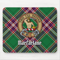 Clan MacFarlane Crest over Modern Hunting Tartan Mouse Pad