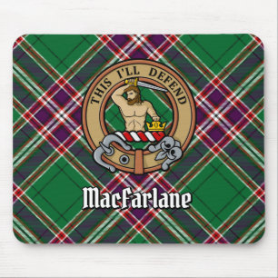 Clan MacFarlane Crest over Modern Hunting Tartan Mouse Pad