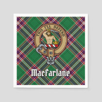 Clan MacFarlane Crest over Modern Hunting Tartan Napkins