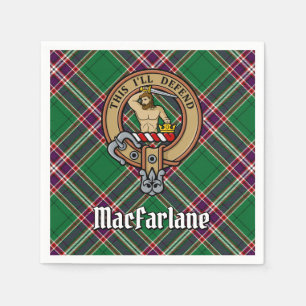 Clan MacFarlane Crest over Modern Hunting Tartan Napkins
