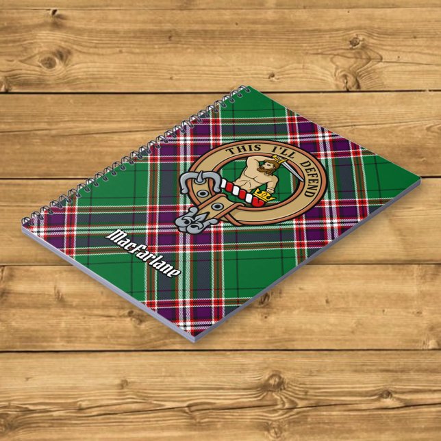 Clan MacFarlane Crest over Modern Hunting Tartan Notebook (Creator Uploaded)