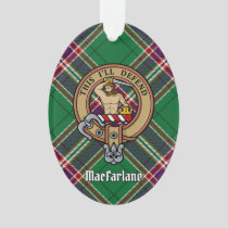 Clan MacFarlane Crest over Modern Hunting Tartan Ornament