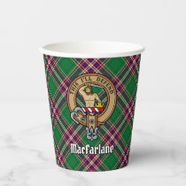 Clan MacFarlane Crest over Modern Hunting Tartan Paper Cups