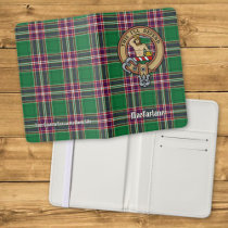Clan MacFarlane Crest over Modern Hunting Tartan Passport Holder