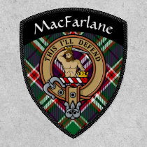 Clan MacFarlane Crest over Modern Hunting Tartan Patch