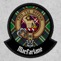 Clan MacFarlane Crest over Modern Hunting Tartan Patch