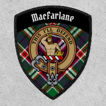 Clan MacFarlane Crest over Modern Hunting Tartan Patch