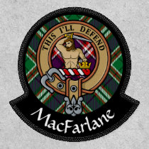 Clan MacFarlane Crest over Modern Hunting Tartan Patch