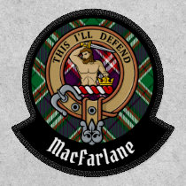 Clan MacFarlane Crest over Modern Hunting Tartan Patch