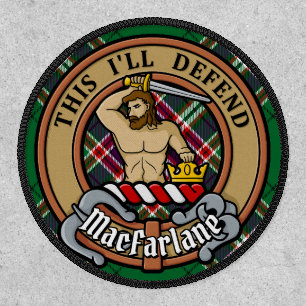 Clan MacFarlane Crest over Modern Hunting Tartan Patch