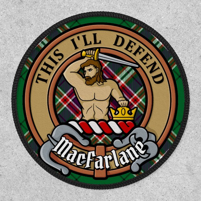 Clan MacFarlane Crest over Modern Hunting Tartan Patch (Front)