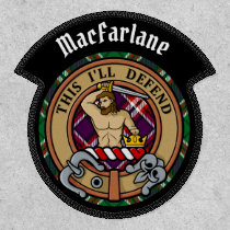 Clan MacFarlane Crest over Modern Hunting Tartan Patch