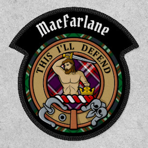 Clan MacFarlane Crest over Modern Hunting Tartan Patch