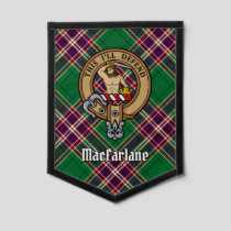 Clan MacFarlane Crest over Modern Hunting Tartan Pennant