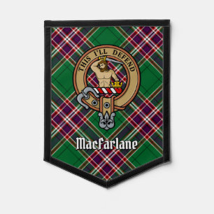 Clan MacFarlane Crest over Modern Hunting Tartan Pennant