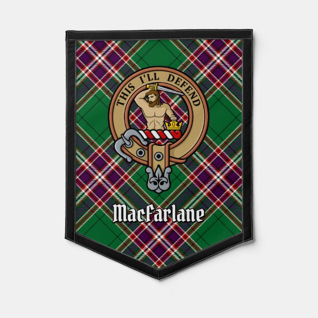 Clan MacFarlane Crest over Modern Hunting Tartan Pennant (Front)