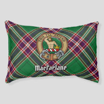Clan MacFarlane Crest over Modern Hunting Tartan Pet Bed