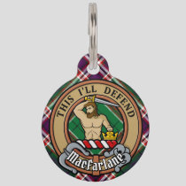 Clan MacFarlane Crest over Modern Hunting Tartan Pet ID Tag