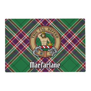 Clan MacFarlane Crest over Modern Hunting Tartan Placemat