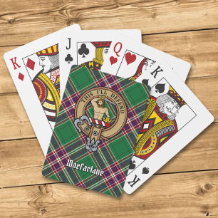 Clan MacFarlane Crest over Modern Hunting Tartan Poker Cards