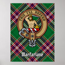 Clan MacFarlane Crest over Modern Hunting Tartan Poster