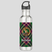Clan MacFarlane Crest over Modern Hunting Tartan Stainless Steel Water Bottle
