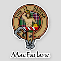Clan MacFarlane Crest over Modern Hunting Tartan Sticker