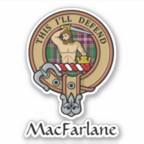 Clan MacFarlane Crest over Modern Hunting Tartan Sticker
