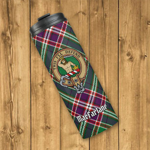 Clan MacFarlane Crest over Modern Hunting Tartan Thermal Tumbler