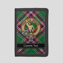 Clan MacFarlane Crest over Modern Hunting Tartan Trifold Wallet