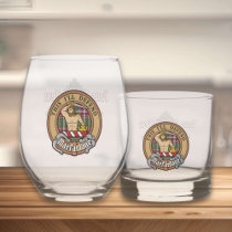 Clan MacFarlane Crest over Modern Hunting Tartan Whiskey Glass