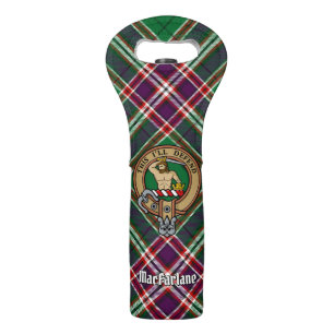Clan MacFarlane Crest over Modern Hunting Tartan Wine Bag