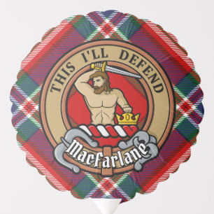Clan MacFarlane Crest over Red Tartan Balloon