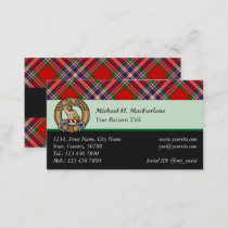 Clan MacFarlane Crest over Red Tartan Business Card
