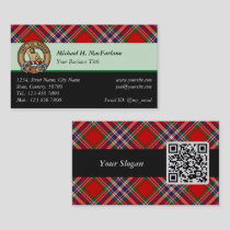 Clan MacFarlane Crest over Red Tartan Business Card