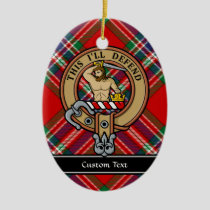 Clan MacFarlane Crest over Red Tartan Ceramic Ornament