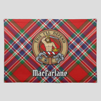 Clan MacFarlane Crest over Red Tartan Cloth Placemat