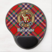 Clan MacFarlane Crest over Red Tartan Gel Mouse Pad