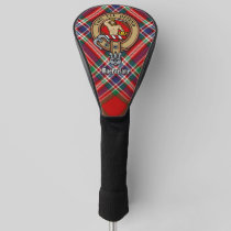 Clan MacFarlane Crest over Red Tartan Golf Head Cover