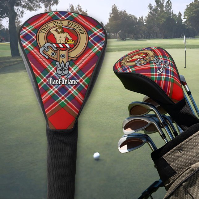 Clan MacFarlane Crest over Red Tartan Golf Head Cover (Creator Uploaded)