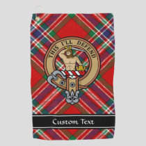 Clan MacFarlane Crest over Red Tartan Golf Towel