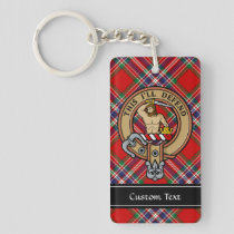 Clan MacFarlane Crest over Red Tartan Keychain