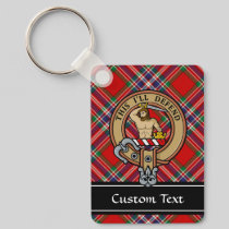 Clan MacFarlane Crest over Red Tartan Keychain
