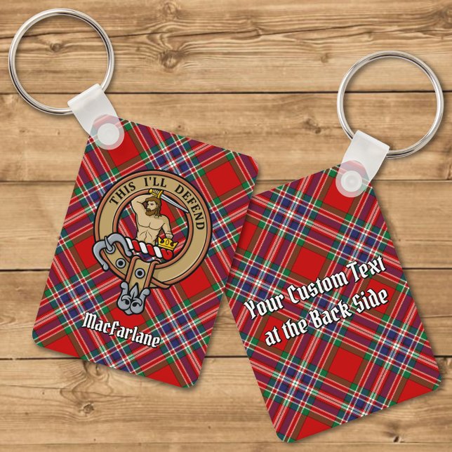 Clan MacFarlane Crest over Red Tartan Keychain (Creator Uploaded)